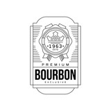 Bourbon vintage label design, premium strong drink emblem estd 1963, alcohol industry monochrome badge vector Illustration on a white background