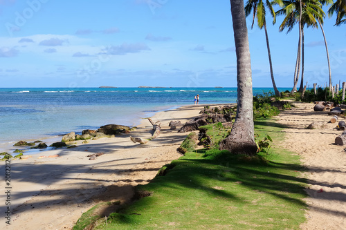 The view on the beautiful tropical beach in Las Terrenas, Dominikana Republic