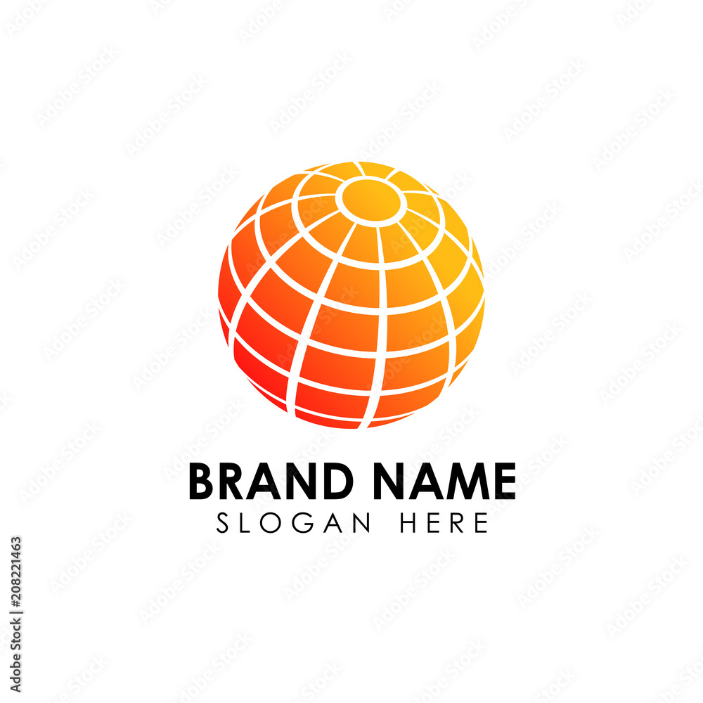 3D digital globe logo design. icon vector illustration. This logo is