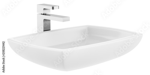 ceramic bathroom sink isolated on white background photo