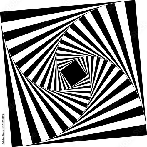 Abstract decorative background with a spiral and  illusion  movement in a black  - white colors 
