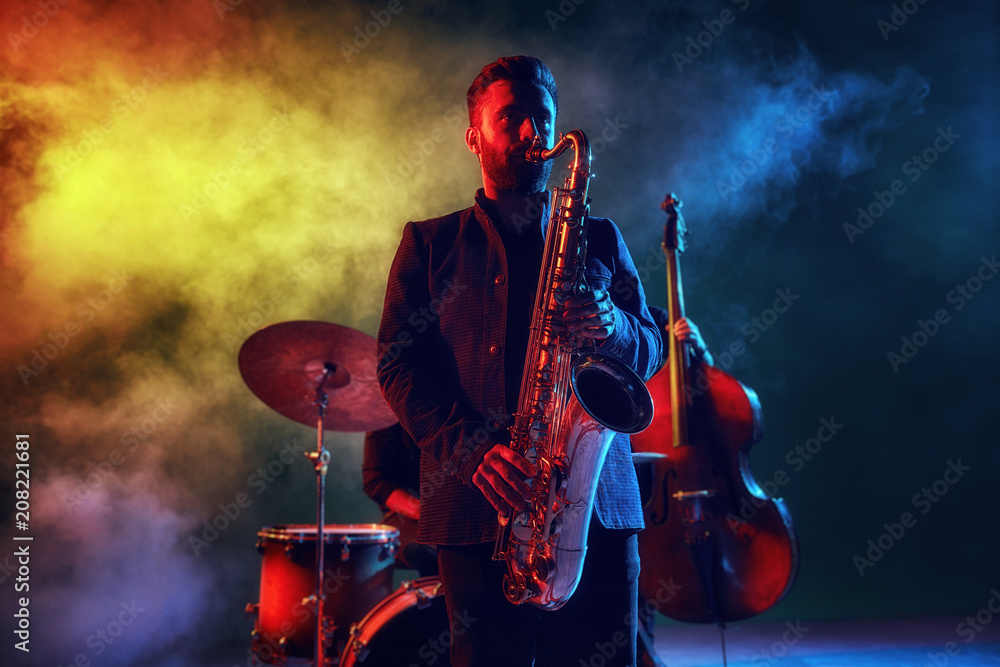Fototapeta premium Jazz band performs at the club