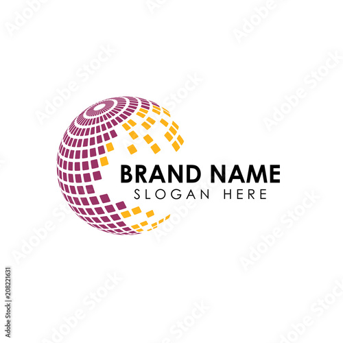 spread 3D globe logo design.  creative  world  shape icon. Technology logo. corporate business logo design vector illustration