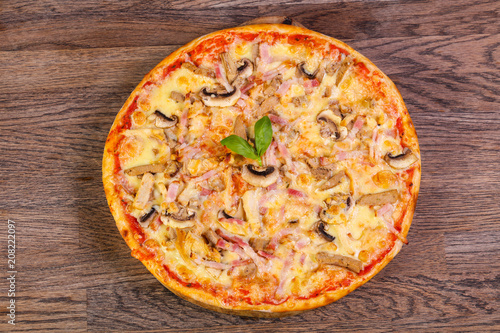 Pizza with ham and mushrooms #208222097