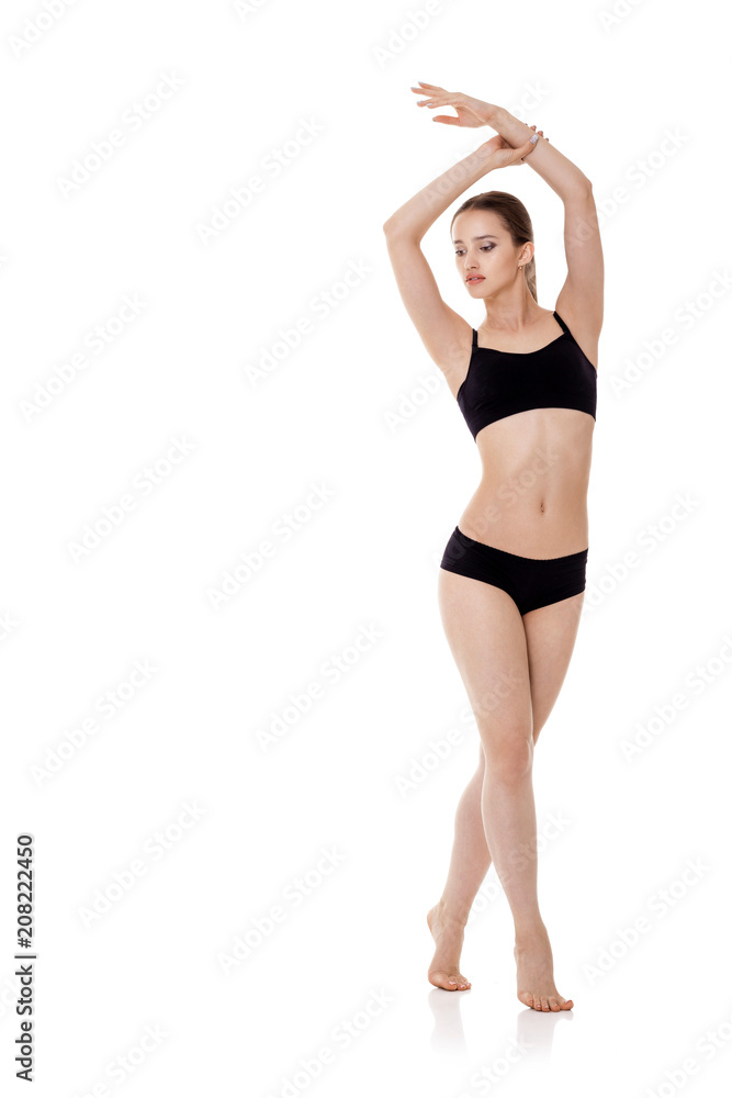 woman with perfect sporty body in black lingerie woman with perfect sporty body in black lingerie