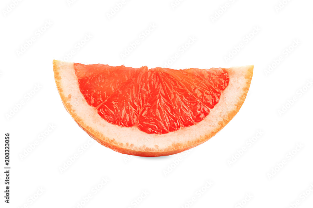 Slice of ripe grapefruit on white background. Fresh citrus fruit Slice of ripe grapefruit on white background. Fresh citrus fruit