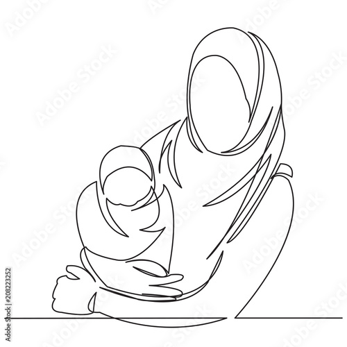 Muslim woman with newborn