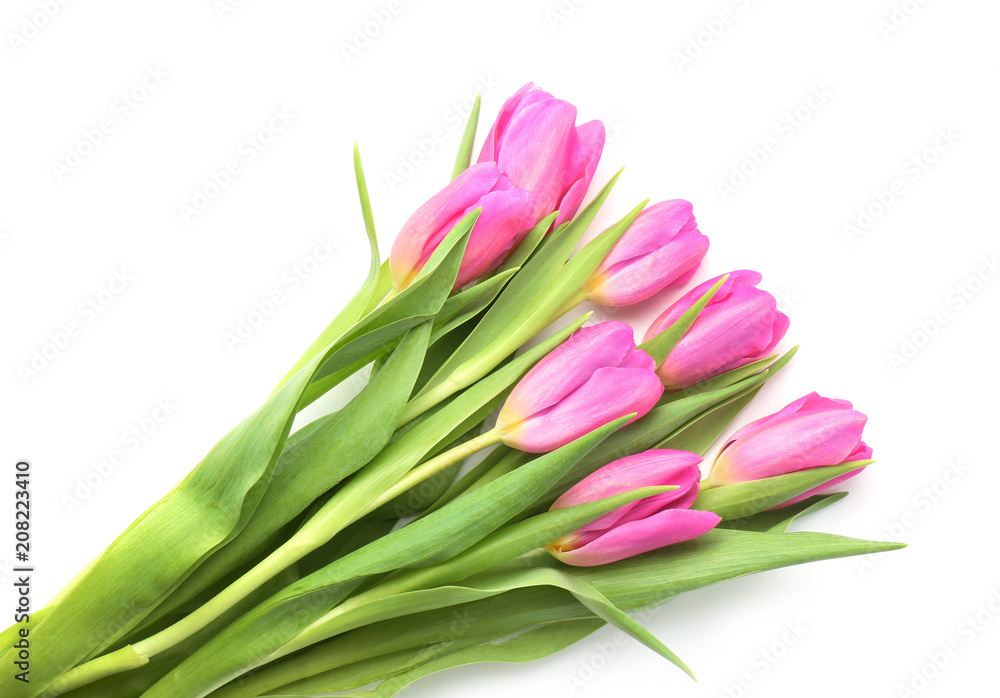 Bouquet of beautiful tulips on white background Bouquet of beautiful tulips on white background
