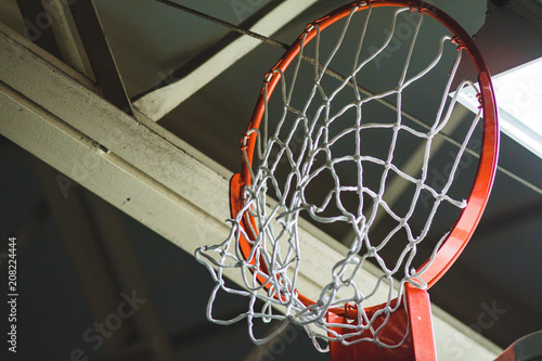 basketball hoop and net retracted up for storage © Mark