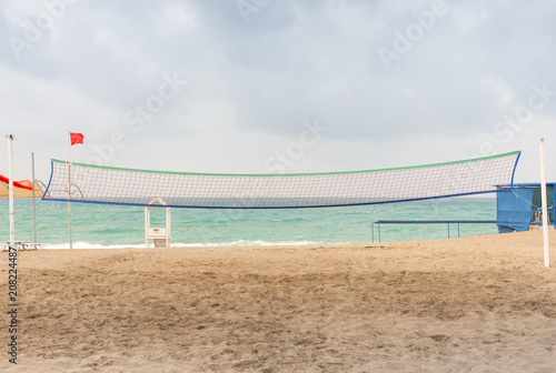Volley ball net on a deserted tropical beach