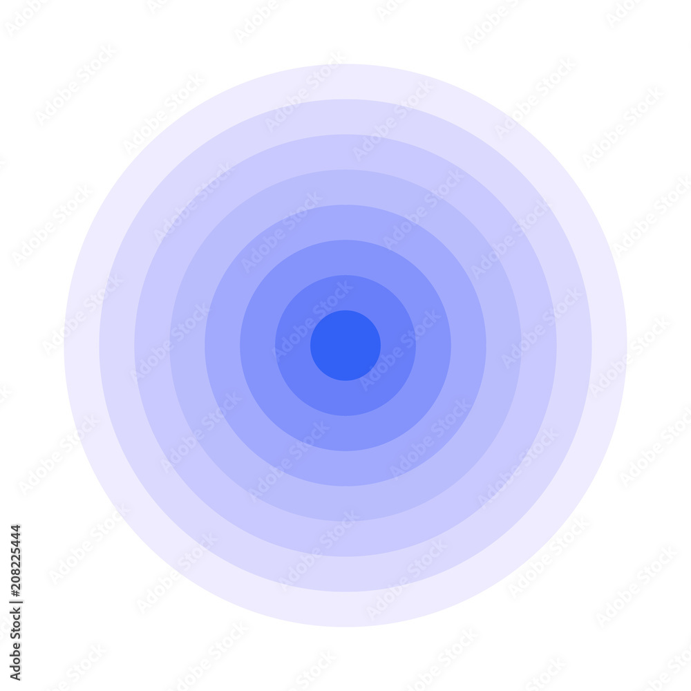 Blue concentric rings. Epicenter icon. Simple flat vector illustration. Blue concentric rings. Epicenter icon. Simple flat vector illustration.