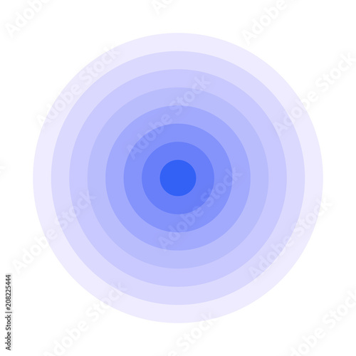 Blue concentric rings. Epicenter icon. Simple flat vector illustration.