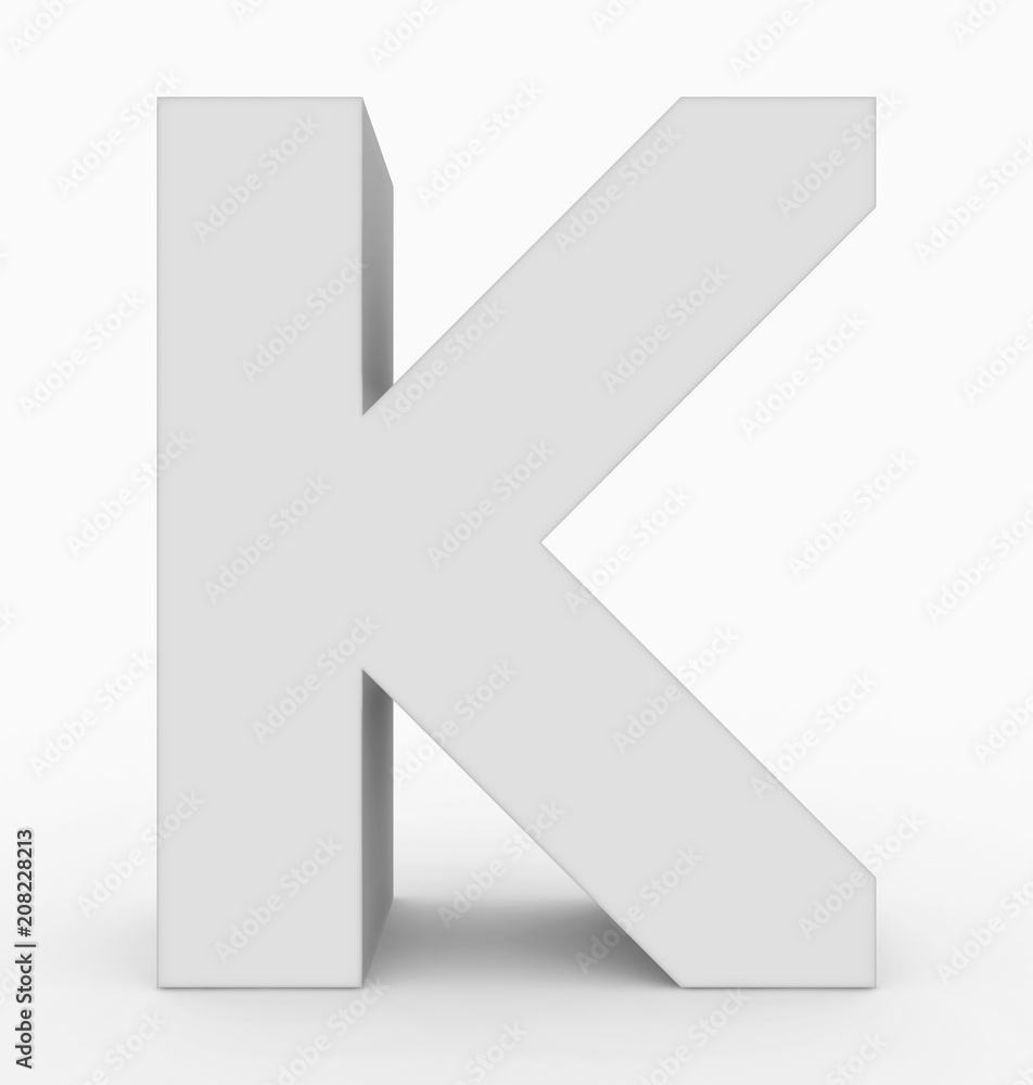 letter K 3d cubic white isolated on white letter K 3d cubic white isolated on white