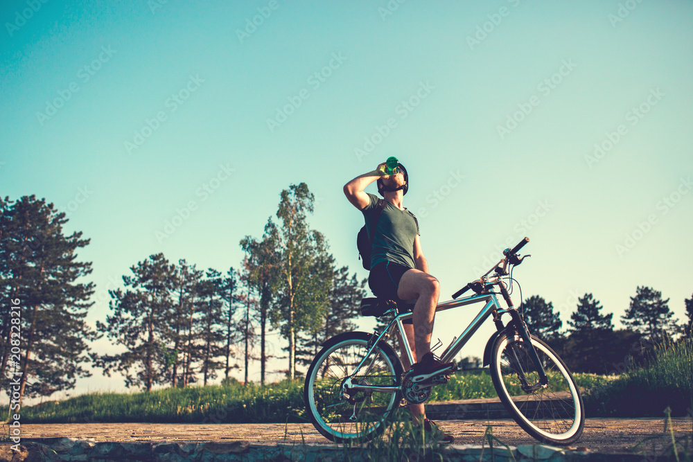 Mountain biker in sunset