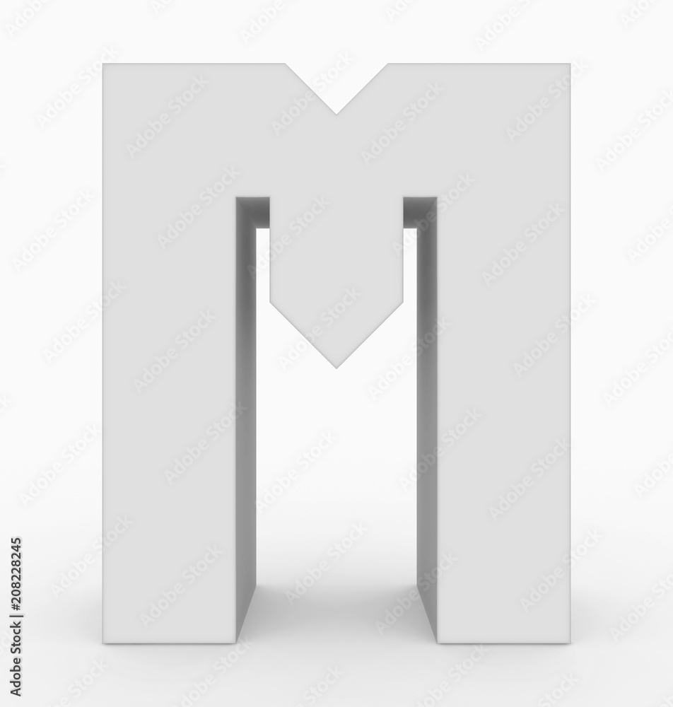 letter M 3d cubic white isolated on white letter M 3d cubic white isolated on white