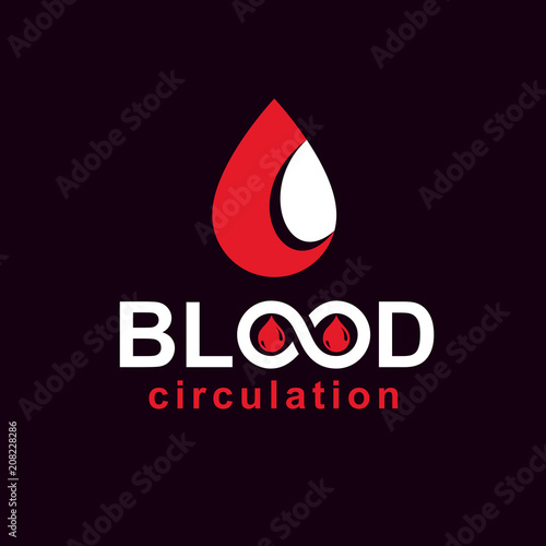 Blood circulation inscription made with vector infinity symbol and blood drop. Take a concern about human life and health, donate blood conceptual illustration.
