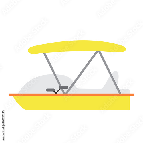 Pedalo transportation cartoon character side view isolated on white background vector illustration.