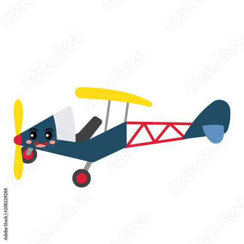 Ultralight Aircraft transportation cartoon character side view isolated on white background vector illustration.