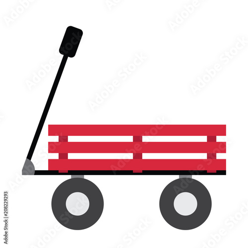Wagon transportation cartoon character side view isolated on white background vector illustration.