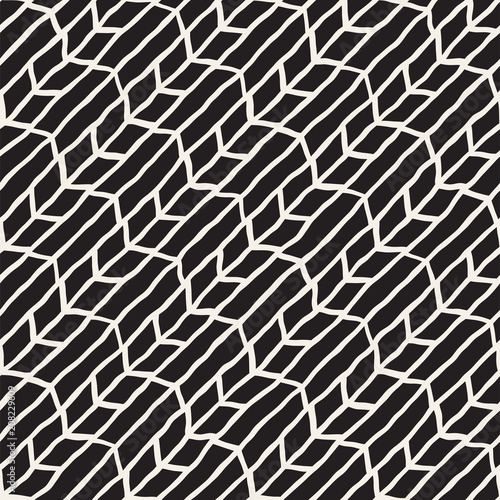 Simple ink geometric pattern. Monochrome black and white strokes background. Hand drawn ink texture for your design..