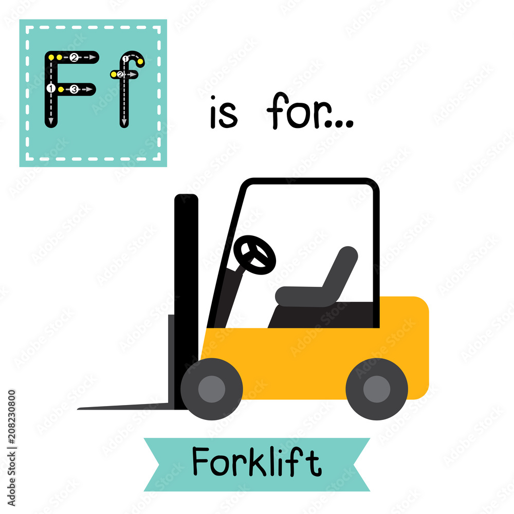 Letter F cute children colorful transportations ABC alphabet tracing ...