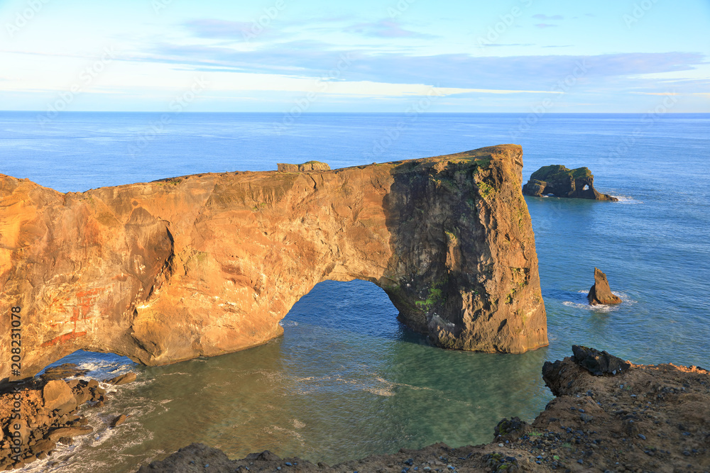 Famous Rock arch at Dyrholaey coast, South Iceland.