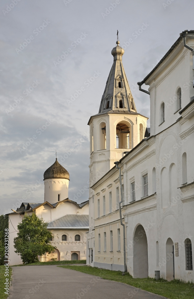 Holy Myrrhbearers church and cathedral  belfry in Novgorod the Great (Veliky Novgorod). Russia