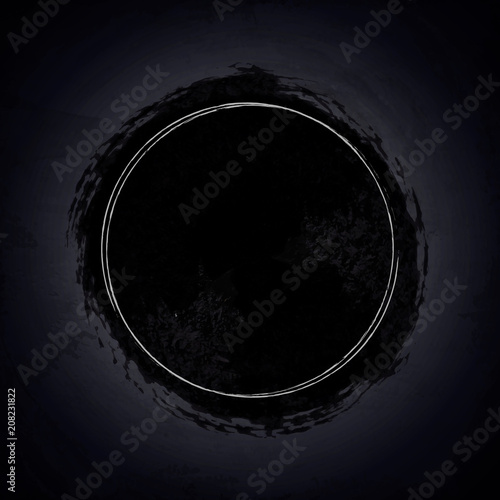 Blank drawing empty round frame on chalkboard background