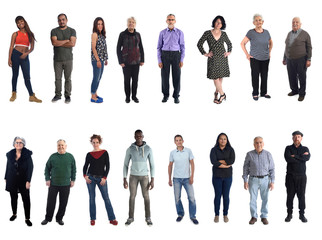 group of mixed people on white