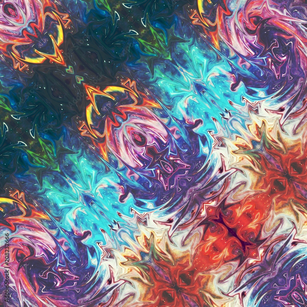 Abstract symmetric art. Mirrored fractal texture background. Fantastic pattern for graphic design production. Good for printed pictures, postcards, posters or covers and artistic print on ceramic. Abstract symmetric art. Mirrored fractal texture background. Fantastic pattern for graphic design production. Good for printed pictures, postcards, posters or covers and artistic print on ceramic.