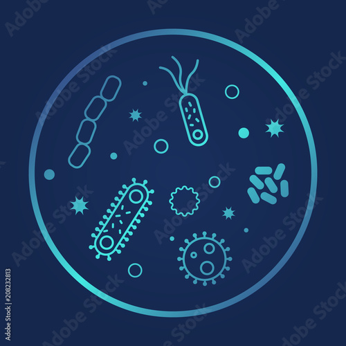 Bacterias  and viruses icons. Vector illustration on dark background