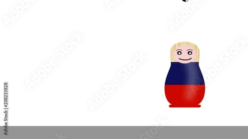 nice matryoshka who dribbles a soccer ball in honor of the 2018 World Cup in Russia photo