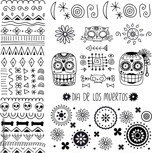 dia de los muertos doodle elements