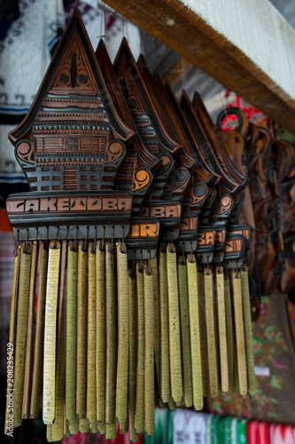 Traditional carving calendar of Batak sold as souvenir to tourist in Samosir Island 
