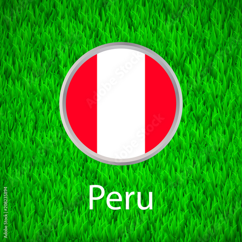 Green grass and circle with flag of Peru.
