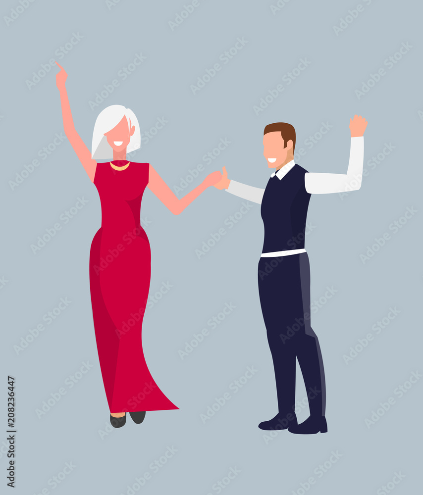 Couple Dancing at Party on Vector Illustration Couple Dancing at Party on Vector Illustration