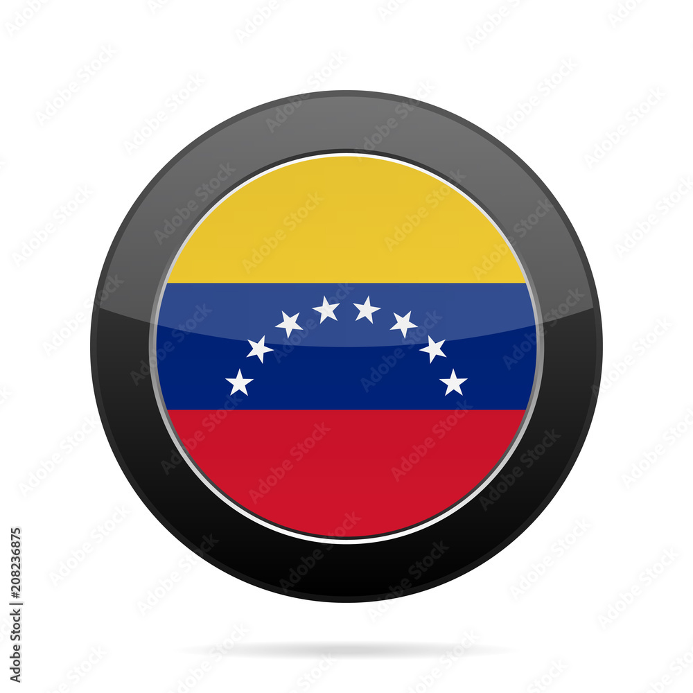 Flag of Venezuela. Shiny black round button. Flag of Venezuela. Shiny black round button.