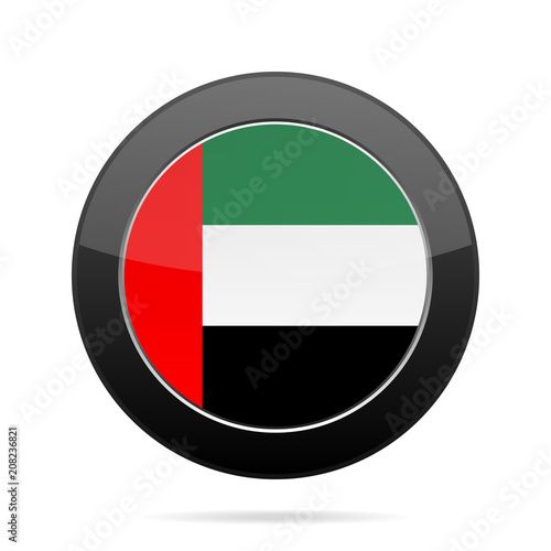 Flag of United Arab Emirates. Black round button. Free Download Flag of United Arab Emirates. Black round button. - GFXLoad