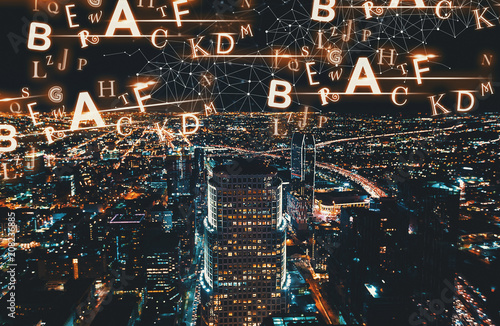 Alphabets with Downtown Los Angeles at night