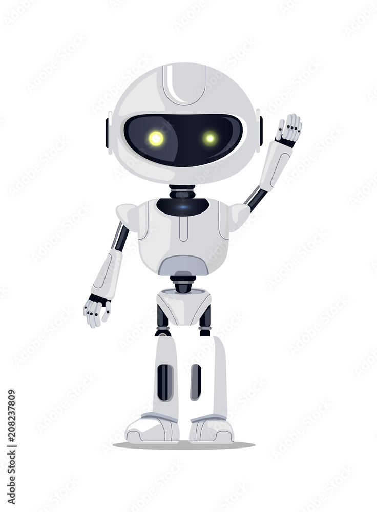 Naklejka premium Beautiful Cyborg with Yellow Glossy Eyes Banner