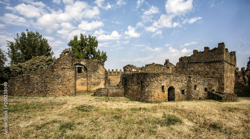 the ruin of a medieval castle in Gondar in Ethiopia