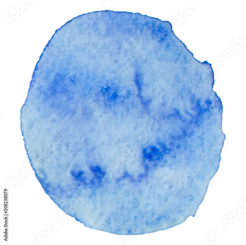  isolated, blue watercolor stain