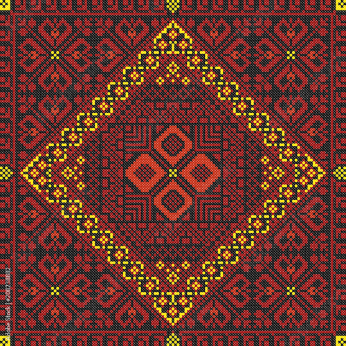 embroidered good like old handmade cross-stitch ethnic pattern