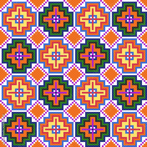embroidered good like old handmade cross-stitch ethnic pattern