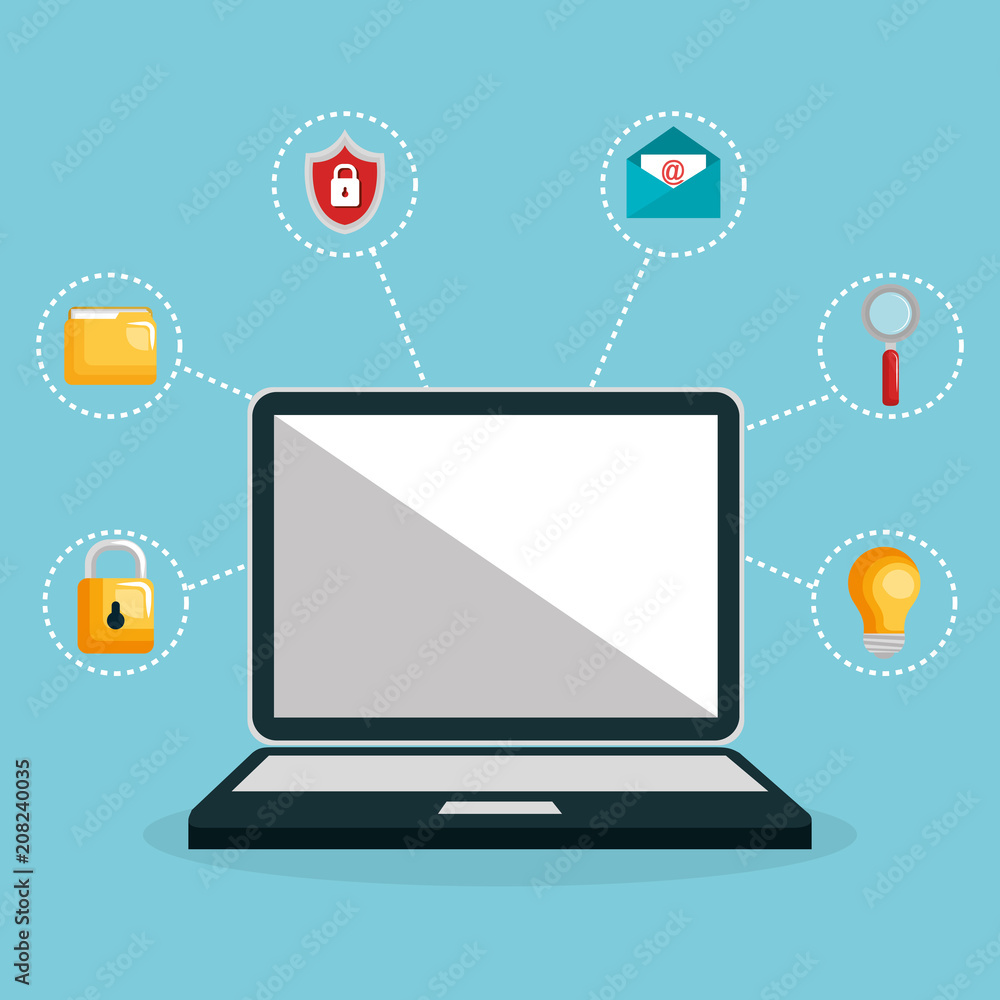 laptop with internet security icons vector illustration design laptop with internet security icons vector illustration design
