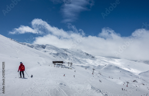 Ski slopes of Pradollano in Sierra Nevada mountains in Spain