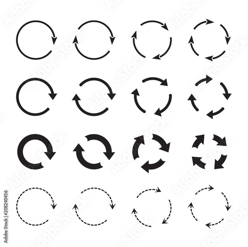 Sets of black circle arrows. Vector Icons © topor