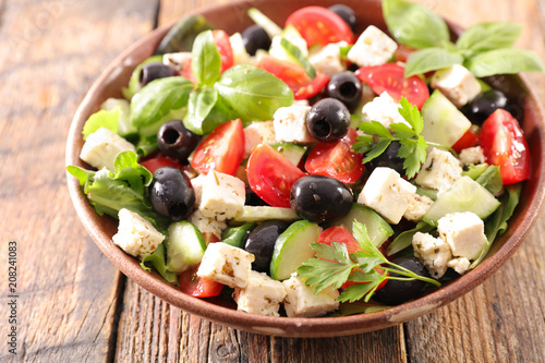 vegetable salad with feta  olive and tomato