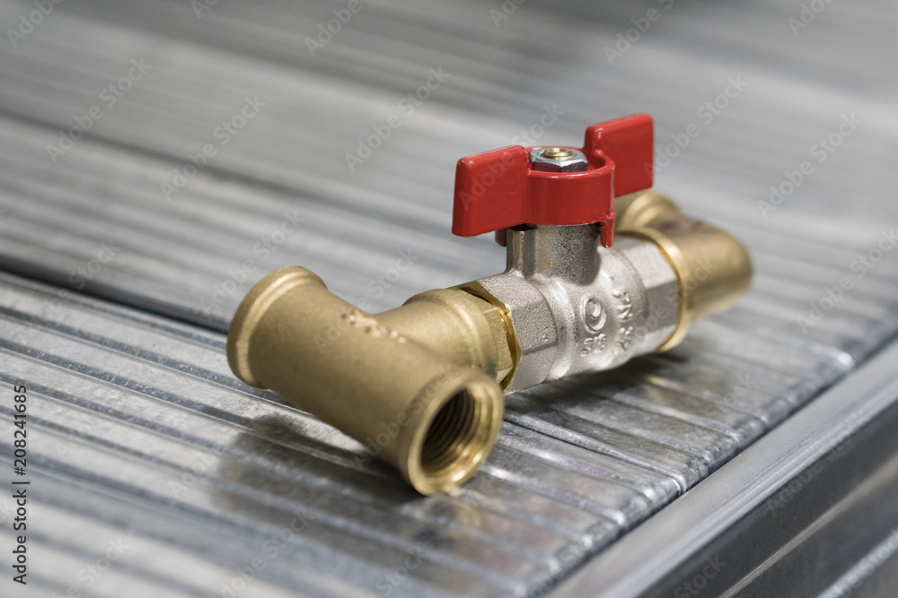 Small valve and screw fitting in the rack. Small valve and screw fitting in the rack.
