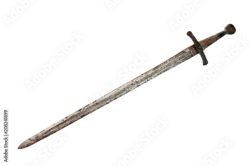 Medieval sword isolated on white background. Clipping path.